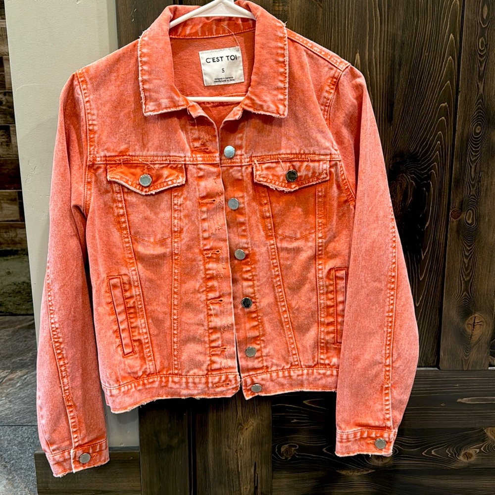 Orange, jean jacket